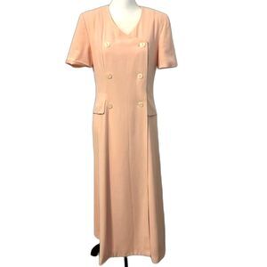 Vintage Talbots Midi Dress Womens 6 Pinup Rockabilly Pink Sailor Peach Retro 70s